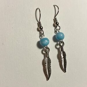 Blue Feather Earrings